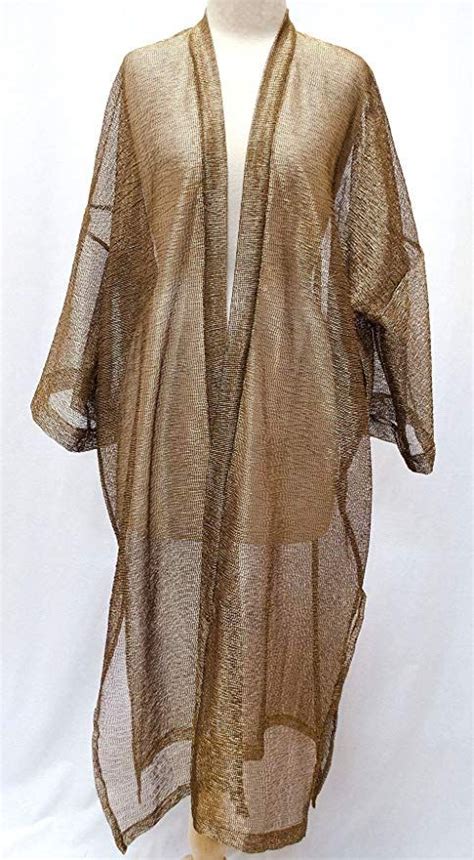 metallic fabric kimonos|Sheer Ruffle Metallic Kimono .